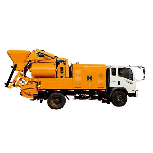 Truck mounted concrete mixer pump